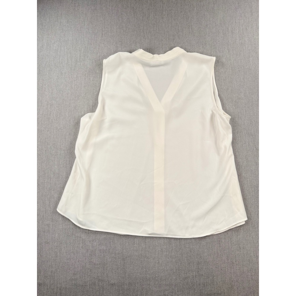 Calvin Klein Womens 3X Cream White V-Neck Sleeveless Pleated Blouse Top - Picture 5 of 7